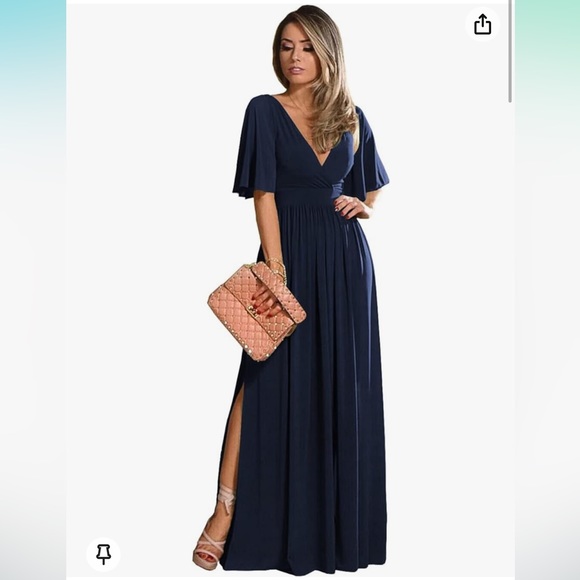 Maid of honor dress, mother of the bride, formal event dress in Navy blue - Picture 5 of 8